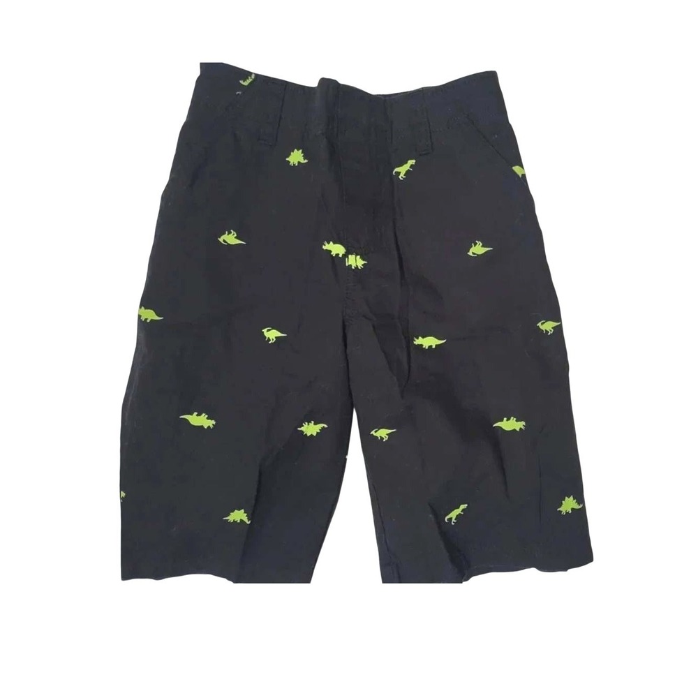 365 Kids Garanimals Boys Black Neon Green Dino Print Elasticized Waist Shorts 7
